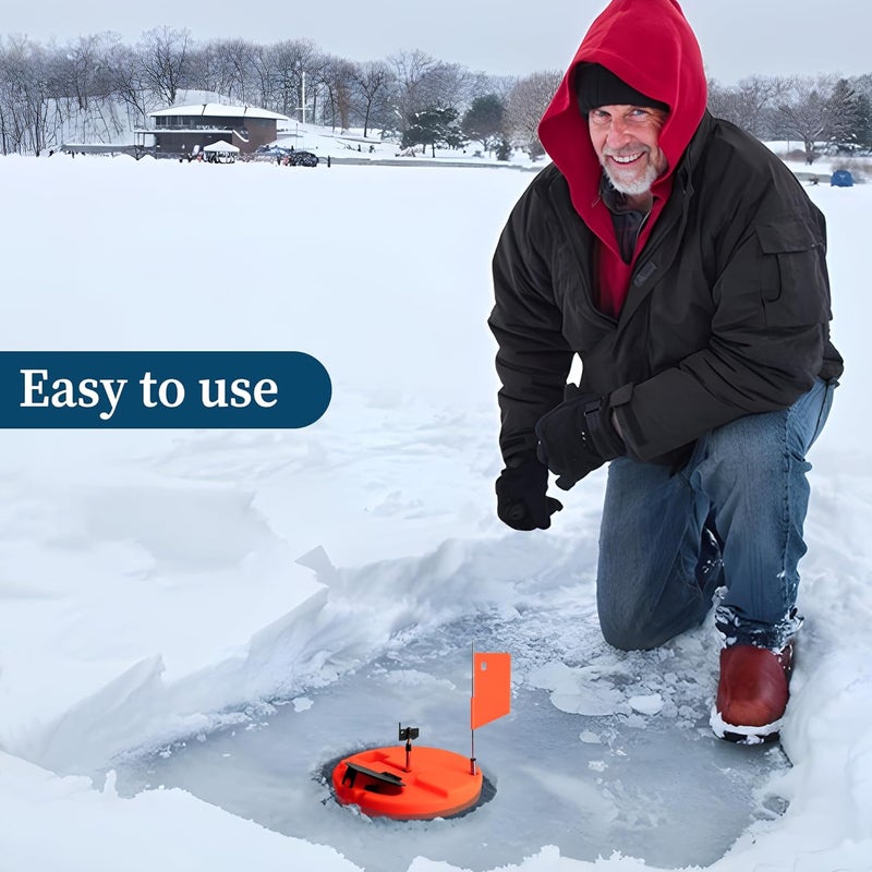 Adnee Ice Fishing Tip-Up - 10.5" Thermal Tip-Up with Orange Pole Flags - Freeze-Proof Ice Fishing Accessories Covers 10" Hole - Image 5
